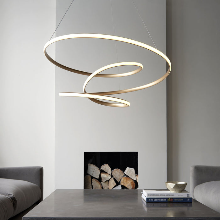 Endon 97639 1 Light LED Pendant Satin Gold Paint & White Silicone