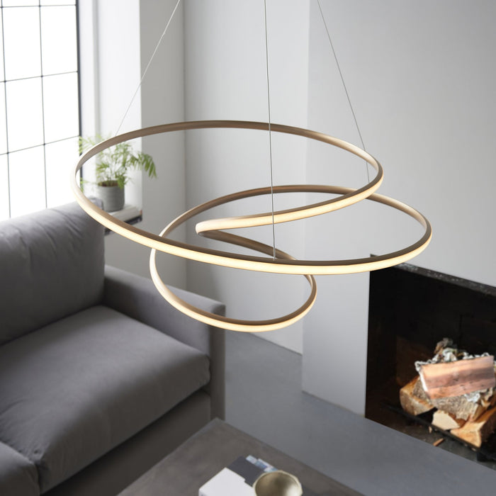 Endon 97639 1 Light LED Pendant Satin Gold Paint & White Silicone