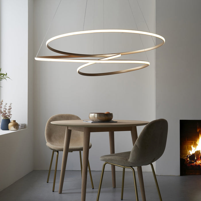 Endon 97645 1 Light LED Pendant Satin Gold Paint & White Silicone