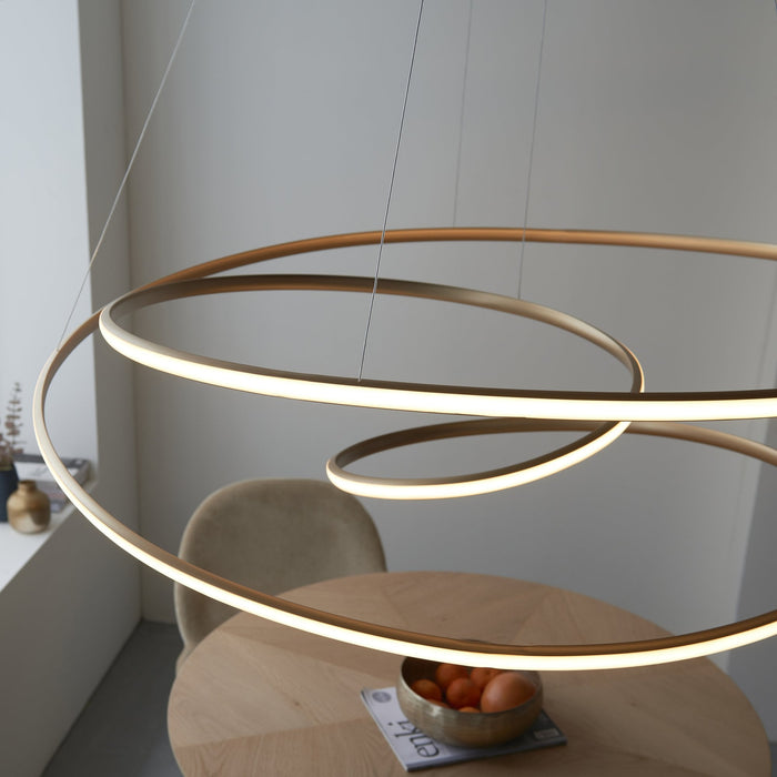 Endon 97645 1 Light LED Pendant Satin Gold Paint & White Silicone