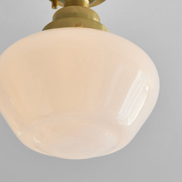 Nelson Lighting NL947688 1 Light Semi Flush Ceiling Light Brass Plate & Opal Glass