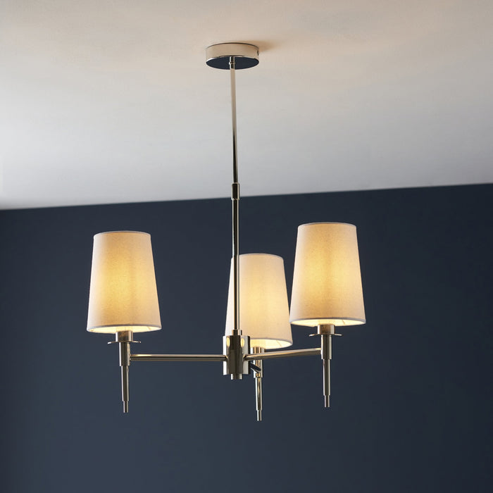 Endon 99455 3 Light Pendant Bright Nickel Plate & Vintage White Fabric