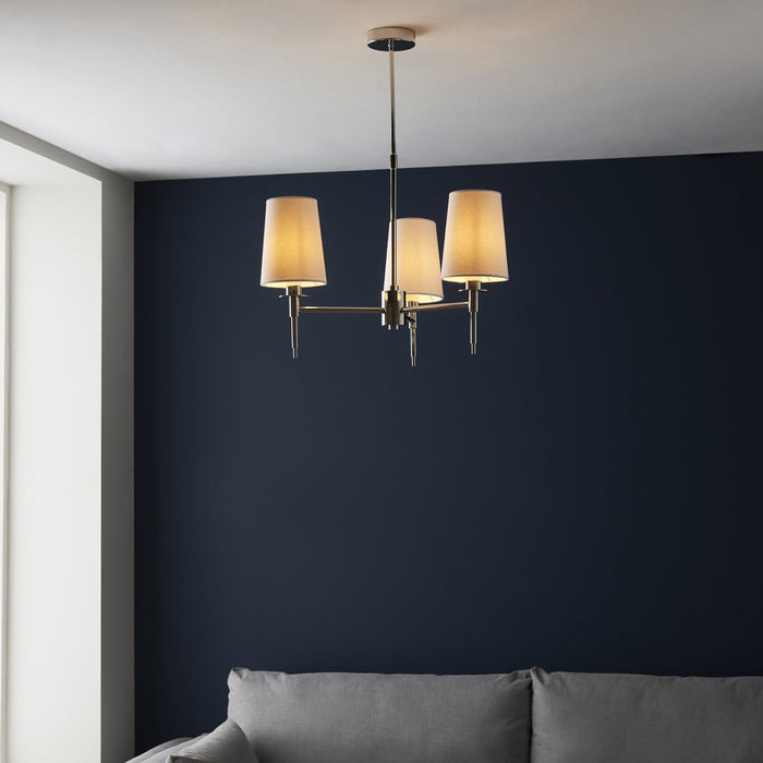 Endon 99455 3 Light Pendant Bright Nickel Plate & Vintage White Fabric