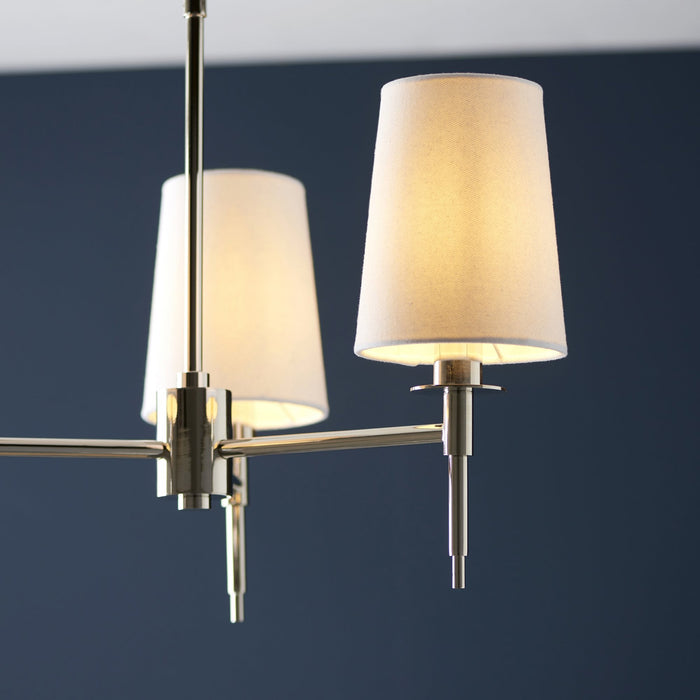 Endon 99455 3 Light Pendant Bright Nickel Plate & Vintage White Fabric