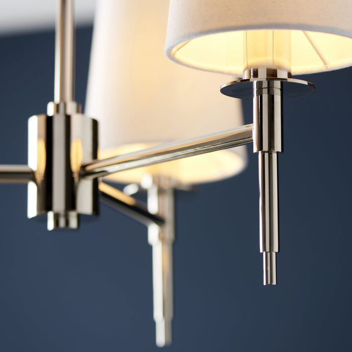 Endon 99455 3 Light Pendant Bright Nickel Plate & Vintage White Fabric