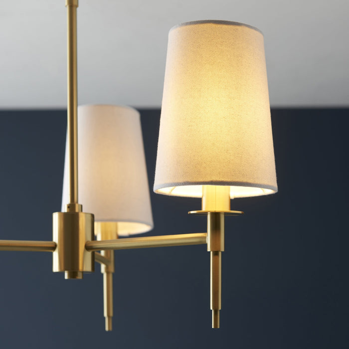 Endon 99456 3 Light Pendant Satin Brass Plate & Vintage White Fabric