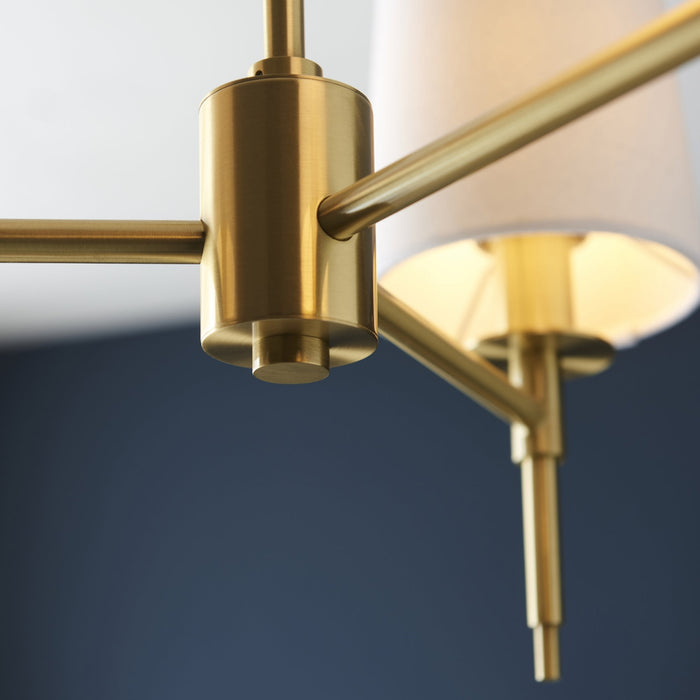 Endon 99456 3 Light Pendant Satin Brass Plate & Vintage White Fabric