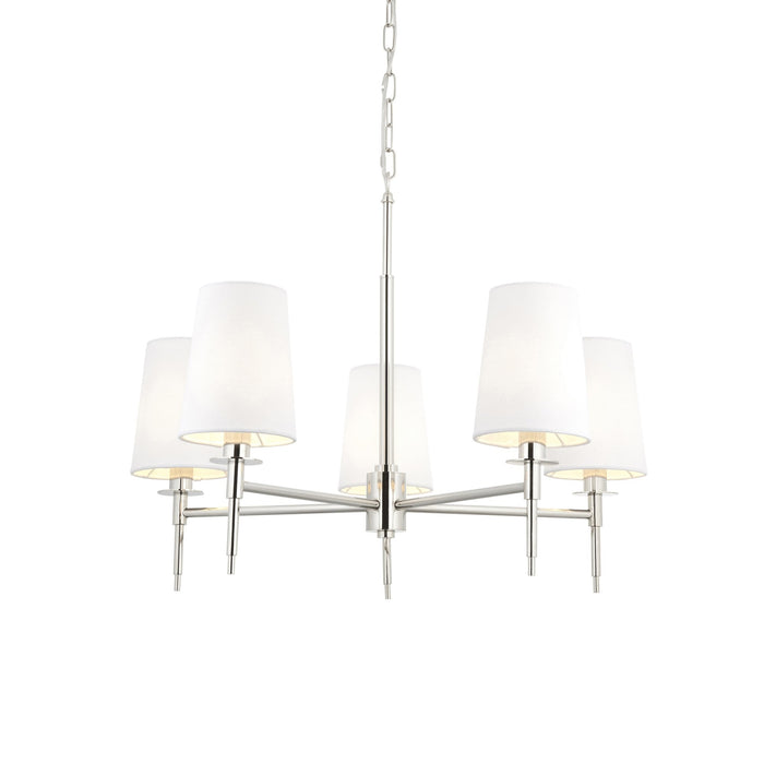 Endon 99457 5 Light Pendant Bright Nickel Plate & Vintage White Fabric