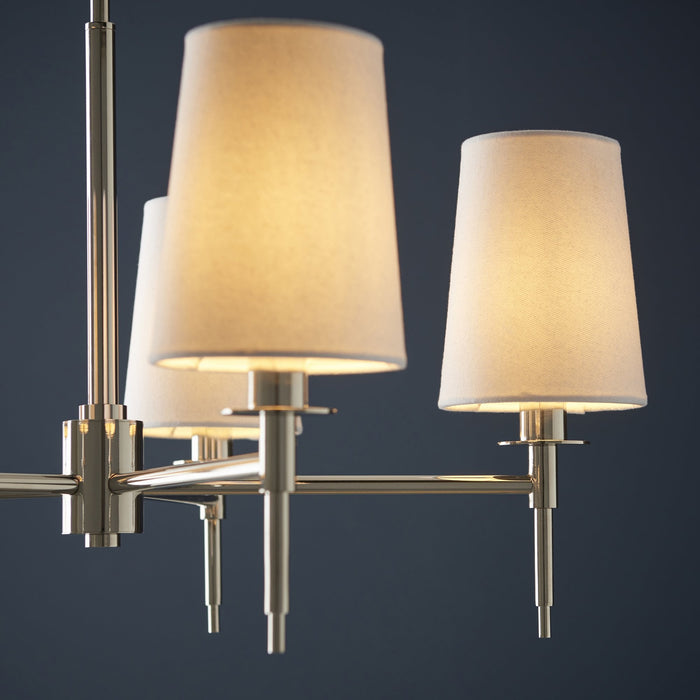 Endon 99457 5 Light Pendant Bright Nickel Plate & Vintage White Fabric