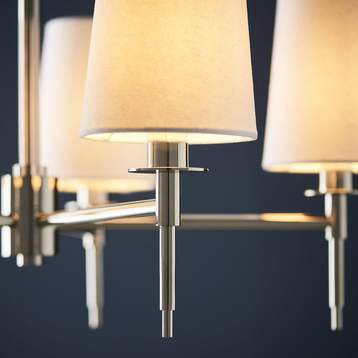 Endon 99457 5 Light Pendant Bright Nickel Plate & Vintage White Fabric