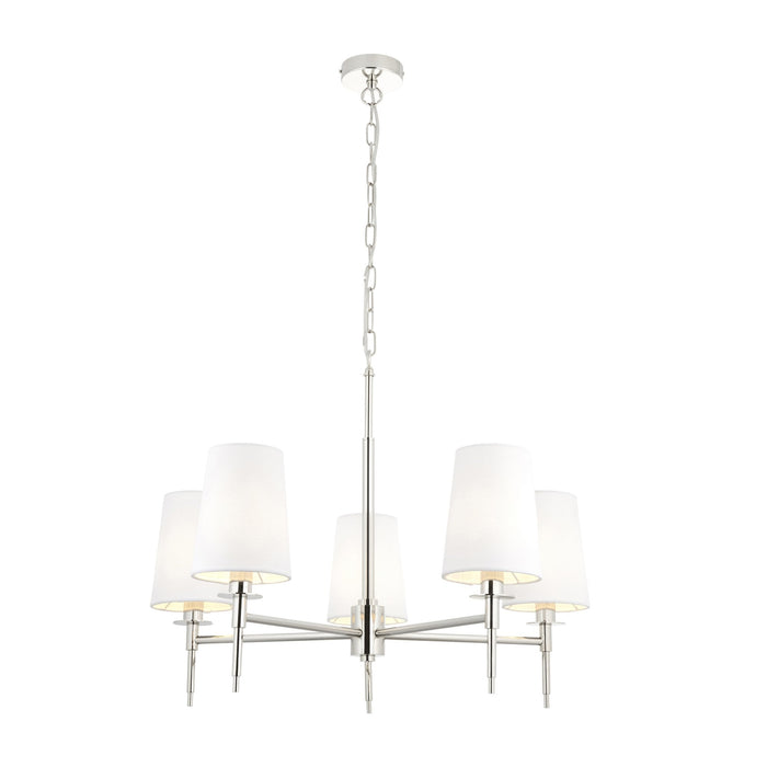 Endon 99457 5 Light Pendant Bright Nickel Plate & Vintage White Fabric
