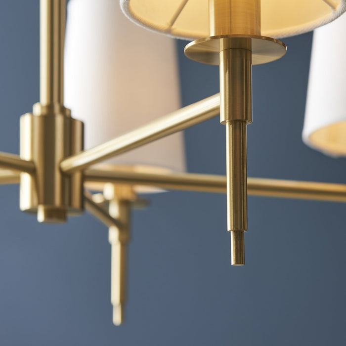 Endon 99458 5 Light Pendant Satin Brass Plate & Vintage White Fabric