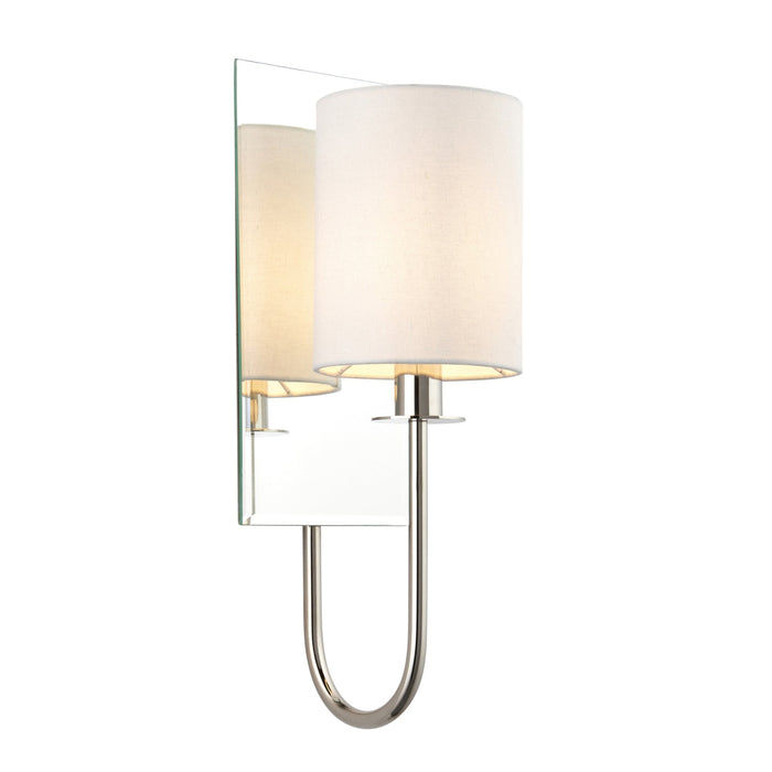 Endon 99515 1 Light Wall Light Bright Nickel Plate & Vintage White Fabric