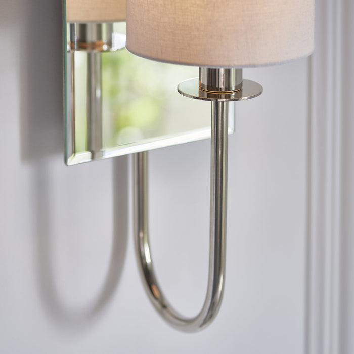 Endon 99515 1 Light Wall Light Bright Nickel Plate & Vintage White Fabric