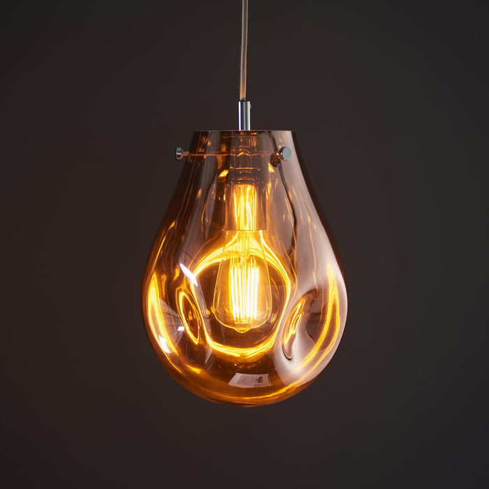 Endon 99516 1 Light Pendant Copper Metallic Glass & Chrome Plate