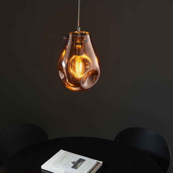 Endon 99516 1 Light Pendant Copper Metallic Glass & Chrome Plate