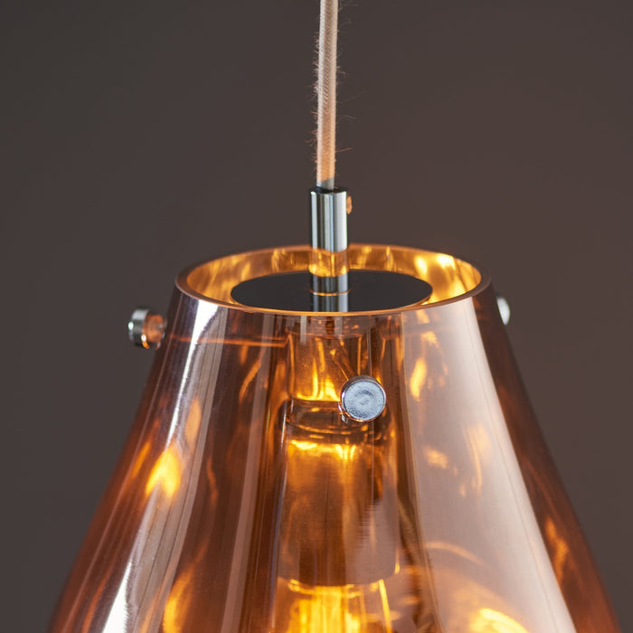 Endon 99516 1 Light Pendant Copper Metallic Glass & Chrome Plate