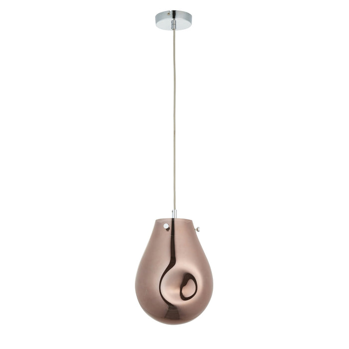 Endon 99516 1 Light Pendant Copper Metallic Glass & Chrome Plate