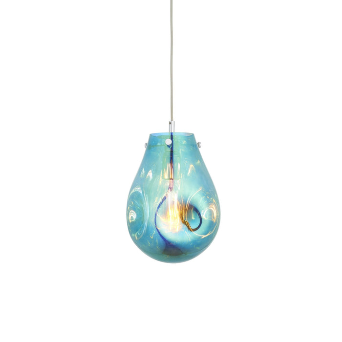 Endon 99517 1 Light Pendant Petrol Metallic Glass & Chrome Plate