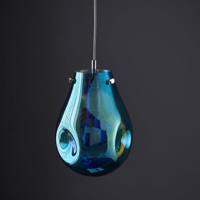 Endon 99517 1 Light Pendant Petrol Metallic Glass & Chrome Plate