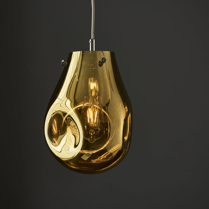 Endon 99518 1 Light Pendant Gold Metallic Glass & Chrome Plate