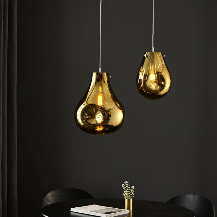 Endon 99518 1 Light Pendant Gold Metallic Glass & Chrome Plate
