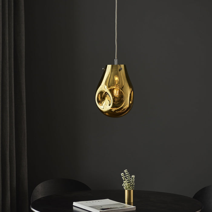Endon 99518 1 Light Pendant Gold Metallic Glass & Chrome Plate