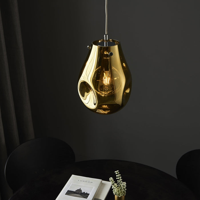Endon 99518 1 Light Pendant Gold Metallic Glass & Chrome Plate