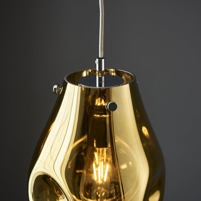 Endon 99518 1 Light Pendant Gold Metallic Glass & Chrome Plate