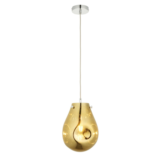 Endon 99518 1 Light Pendant Gold Metallic Glass & Chrome Plate