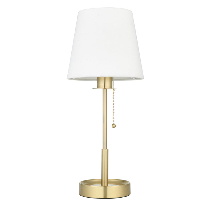 Endon 99595 1 Light Table Lamp Satin Brass Plate & Vintage White Fabric