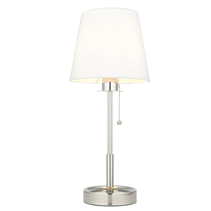 Endon 99596 1 Light Table Lamp Bright Nickel Plate & Vintage White Fabric