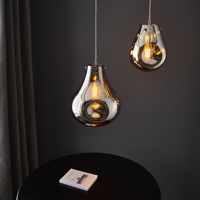 Endon 99788 1 Light Pendant Chrome Metallic Glass & Chrome Plate