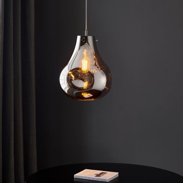 Endon 99788 1 Light Pendant Chrome Metallic Glass & Chrome Plate