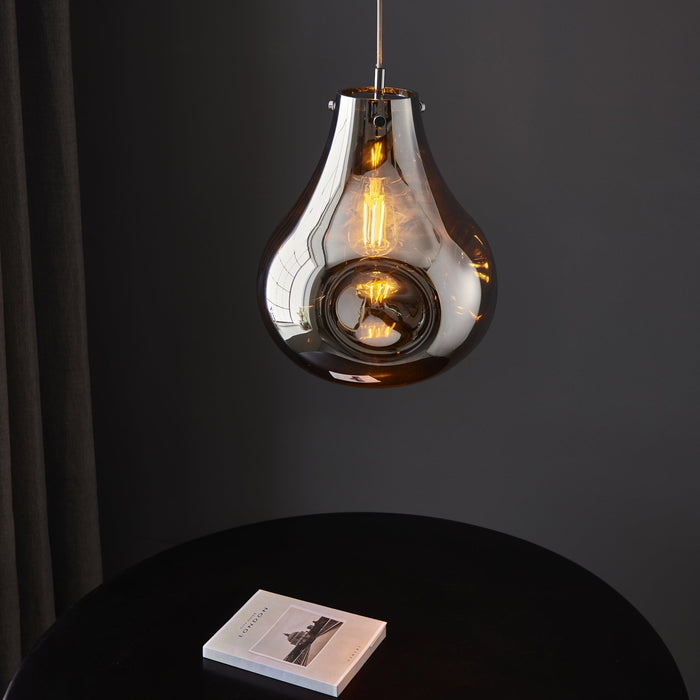 Endon 99788 1 Light Pendant Chrome Metallic Glass & Chrome Plate