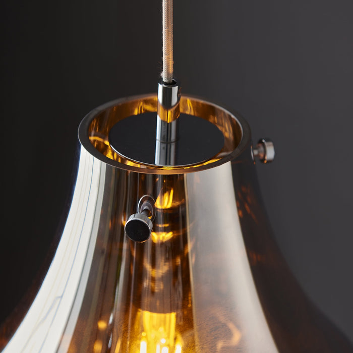 Endon 99788 1 Light Pendant Chrome Metallic Glass & Chrome Plate