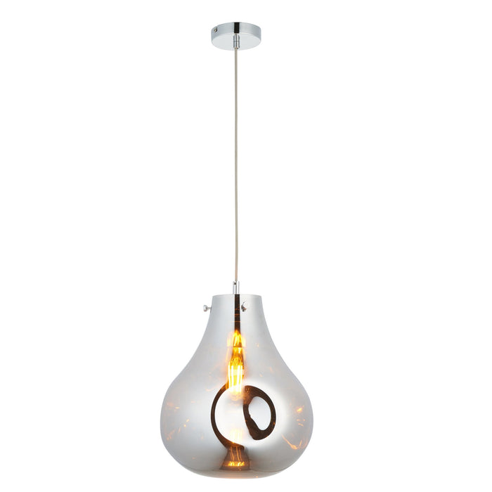 Endon 99788 1 Light Pendant Chrome Metallic Glass & Chrome Plate