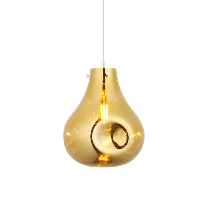 Endon 99789 1 Light Pendant Gold Metallic Glass & Chrome Plate