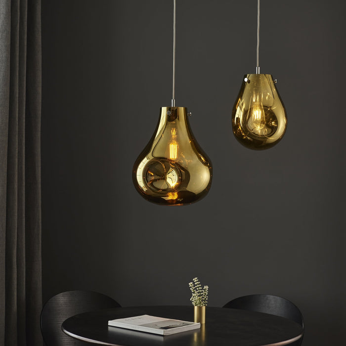 Endon 99789 1 Light Pendant Gold Metallic Glass & Chrome Plate