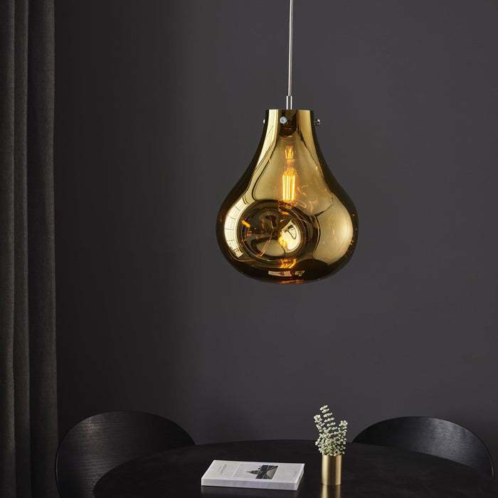 Endon 99789 1 Light Pendant Gold Metallic Glass & Chrome Plate