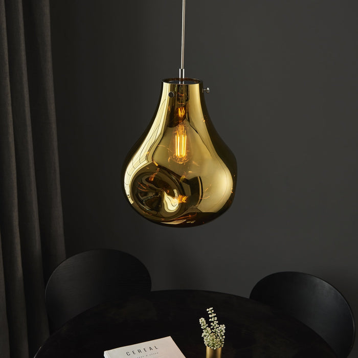 Endon 99789 1 Light Pendant Gold Metallic Glass & Chrome Plate