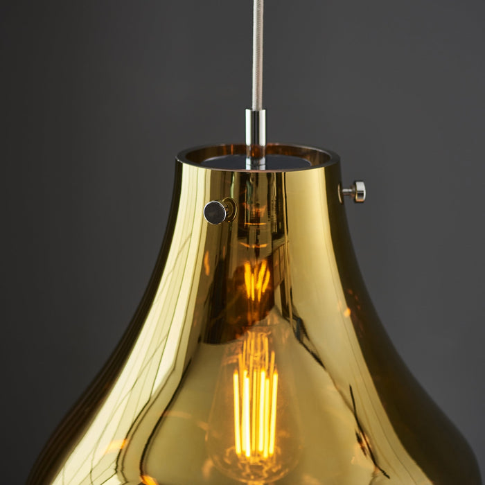 Endon 99789 1 Light Pendant Gold Metallic Glass & Chrome Plate