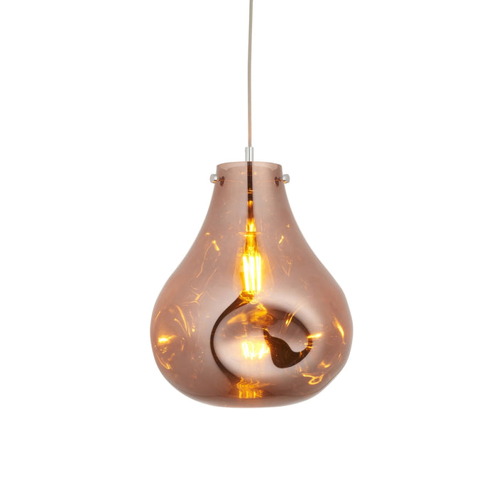 Endon 99790 1 Light Pendant Copper Metallic Glass & Chrome Plate