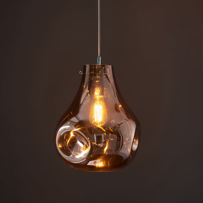 Endon 99790 1 Light Pendant Copper Metallic Glass & Chrome Plate