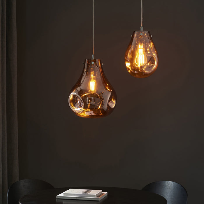 Endon 99790 1 Light Pendant Copper Metallic Glass & Chrome Plate