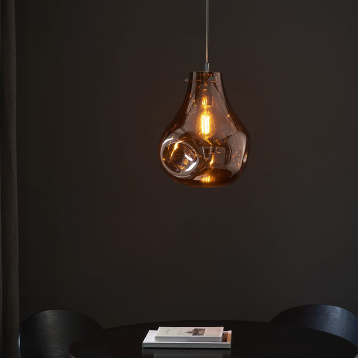 Endon 99790 1 Light Pendant Copper Metallic Glass & Chrome Plate