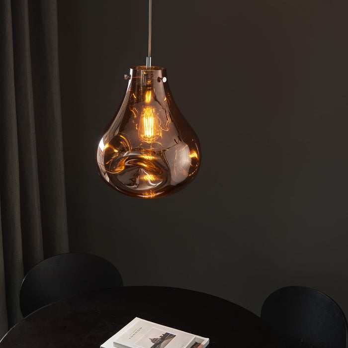 Endon 99790 1 Light Pendant Copper Metallic Glass & Chrome Plate