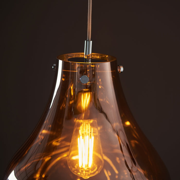 Endon 99790 1 Light Pendant Copper Metallic Glass & Chrome Plate