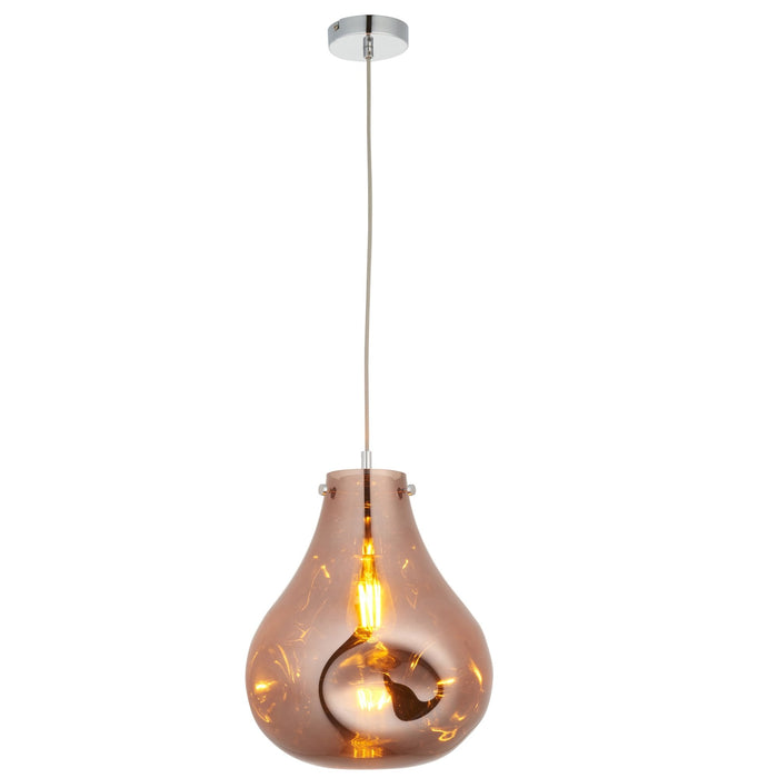 Endon 99790 1 Light Pendant Copper Metallic Glass & Chrome Plate