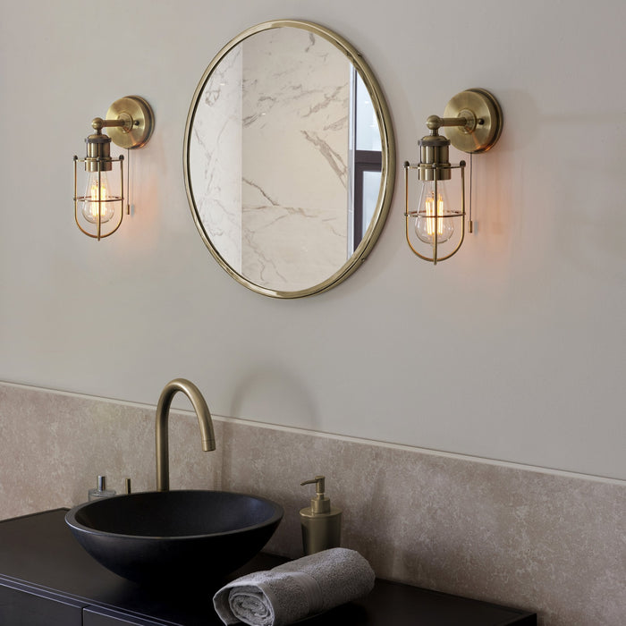 Endon 99952 Bathroom 1 Light Wall Light Antique Brass Plate